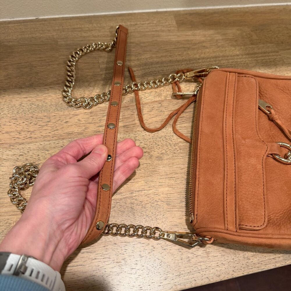 Rebecca Minkoff Mini MAC Tan Suede Crossbody Bag with Tassels - Picture 3 of 10